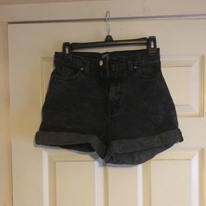 BDG distressed wash black jean shorts